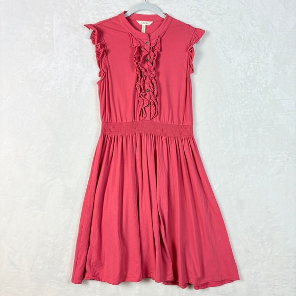 Matilda Jane Dresses & Skirts - Matilda Jane Ruffle Dress Womens Medium Pink Excellent Smocked Sleeveless Knit